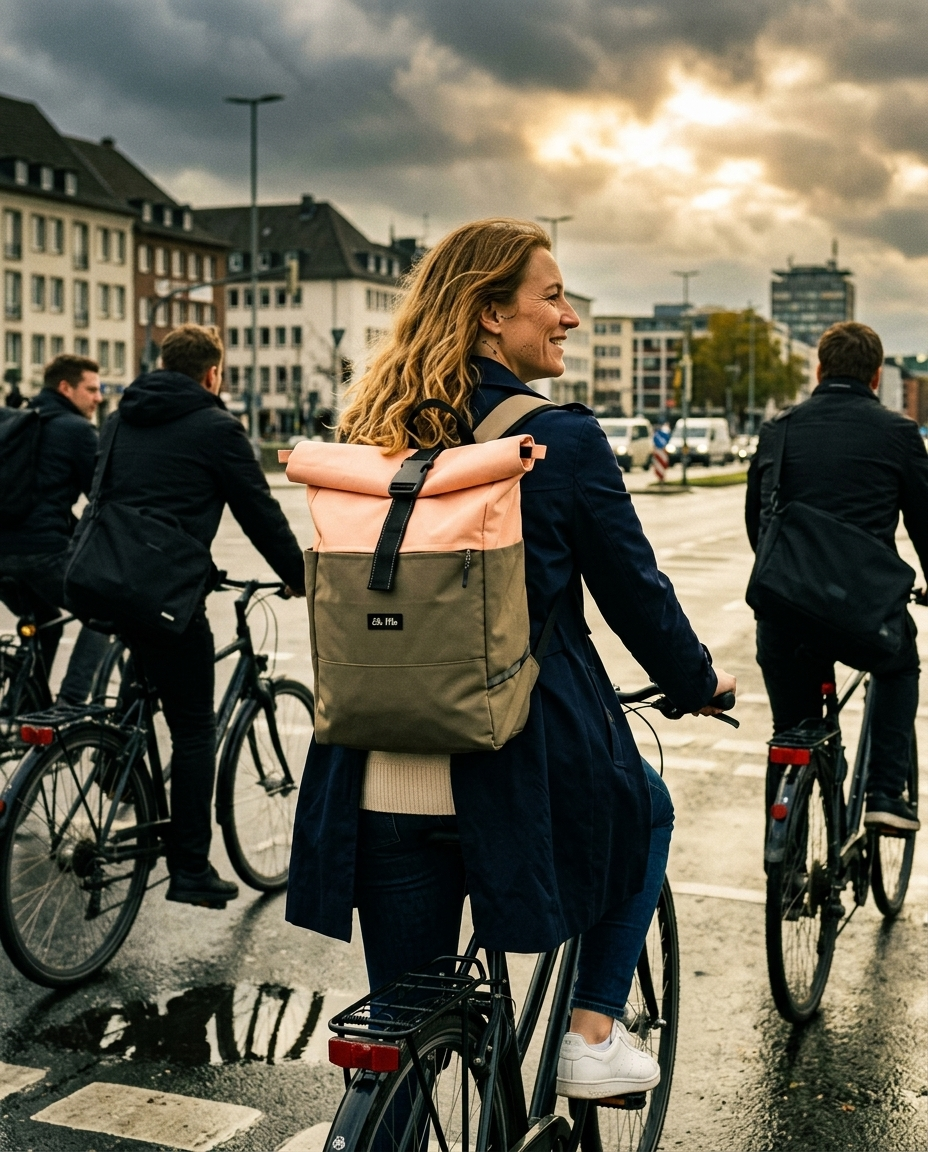 Ela Mo™ Rolltop Rucksack | Coated Edition Peach Blush