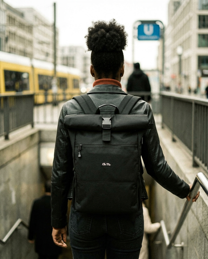 Black Ela Mo™ Rolltop Rucksack | Black