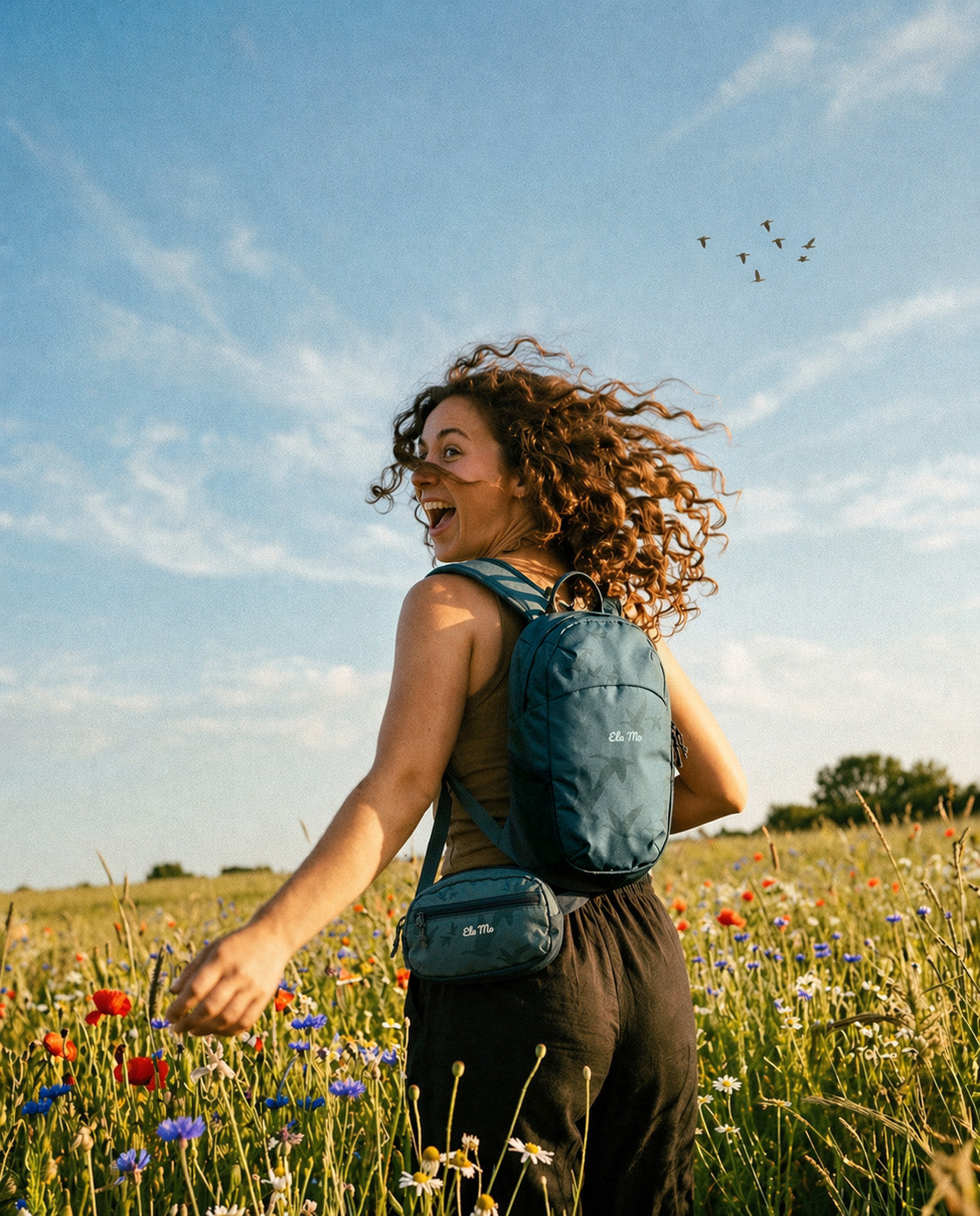 Ela Mo™ Active  Duo Rucksack + Hip Bag | Birds