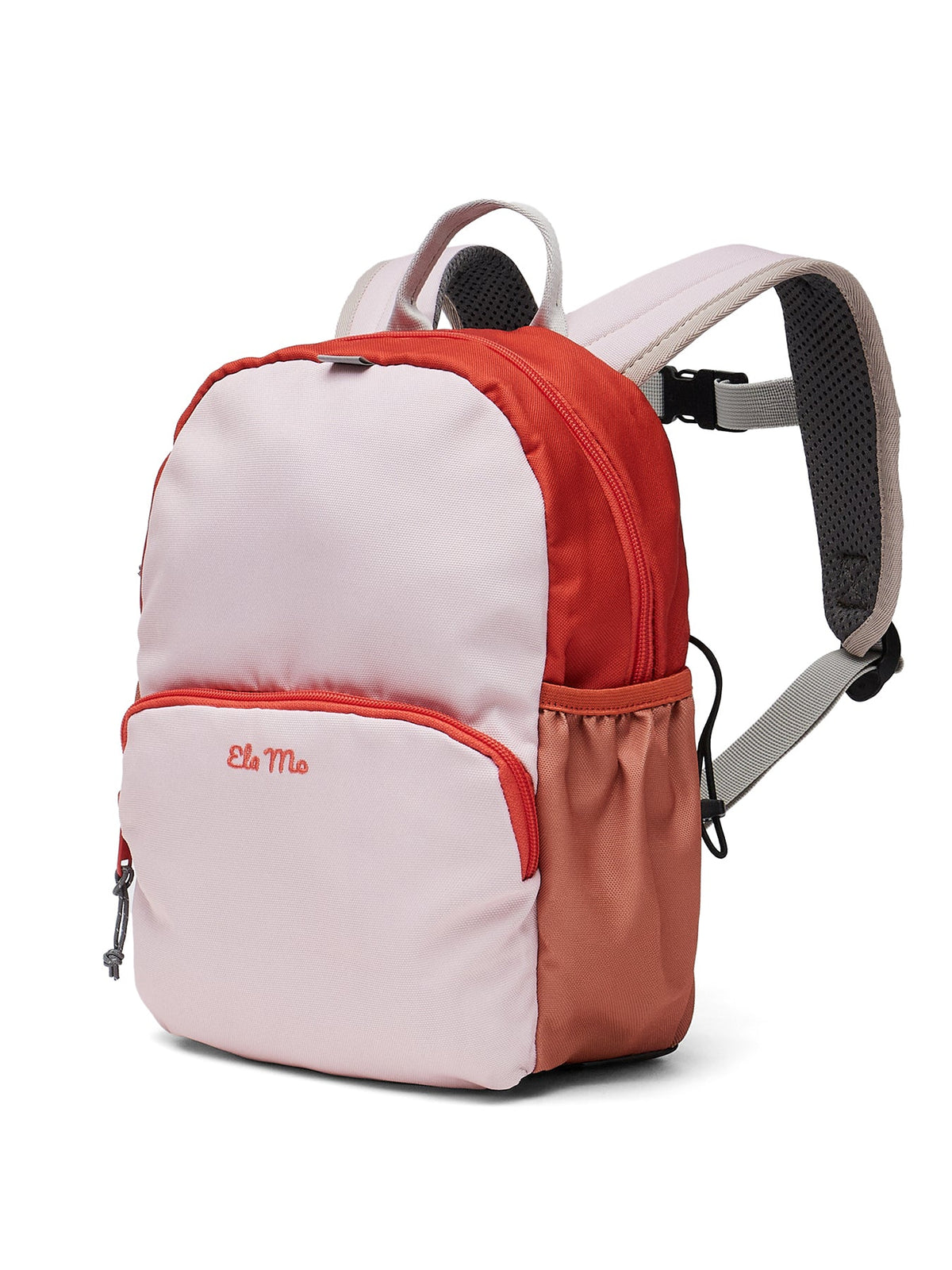 Ela Mo™ Kinderrucksack (3-6 Jahre) | Cotton Candy. Ansicht des rosafarbenen Rucksacks auf weißem Hintergrund.