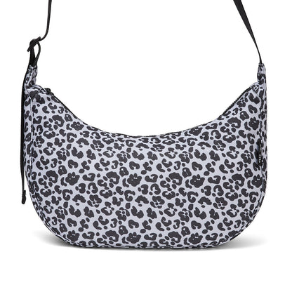 Ela Mo™ Moon Bag | Leo. Vorderansicht der Umhängetasche mit verstellbarem Schulterriemen.