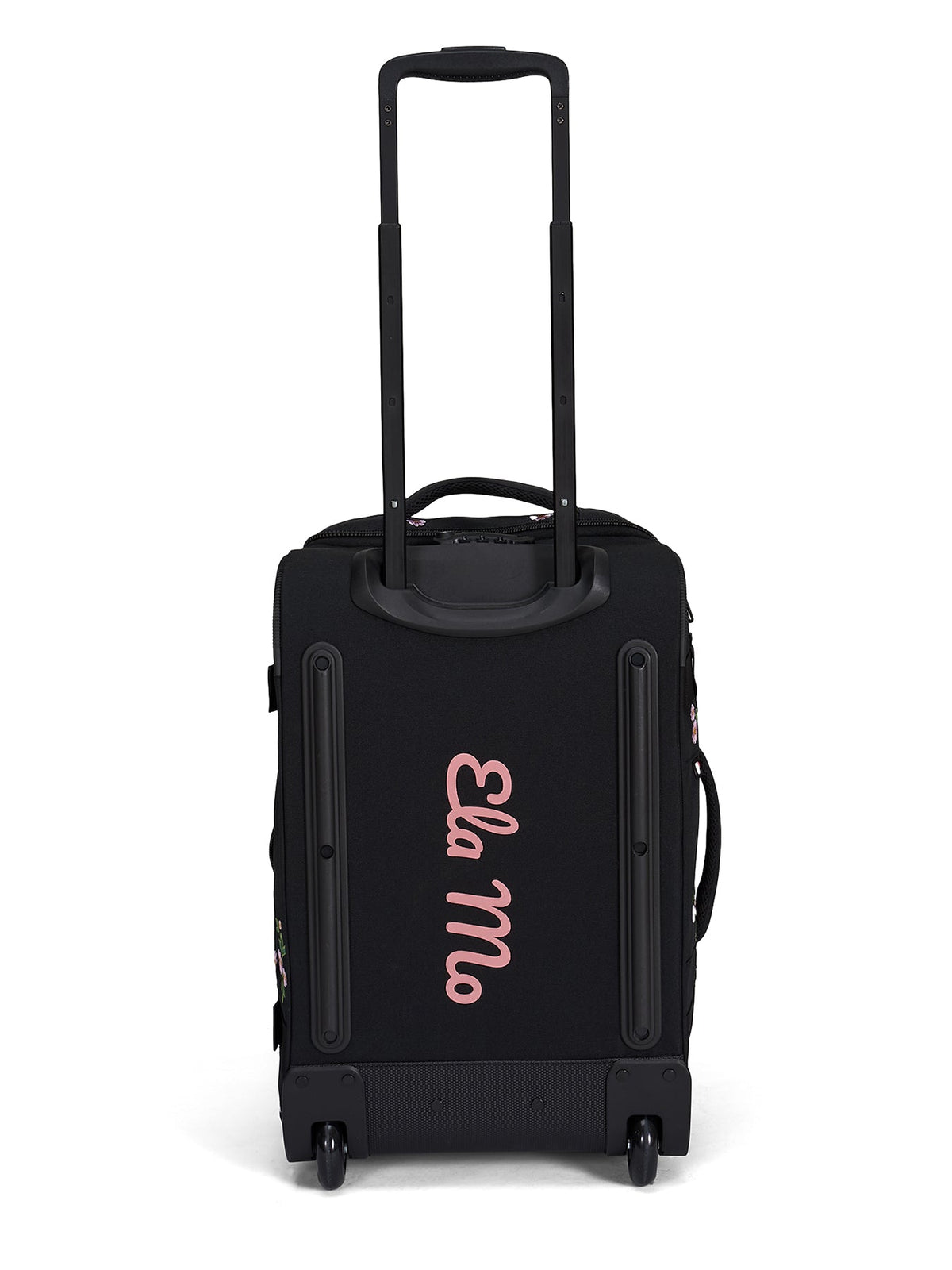 Ela Mo™ Reisetasche mit Rollen 42 Liter | Embroidery Edition Upsy Daisy.Rückseite der Tasche mit Herstellerlogo in der Mitte
