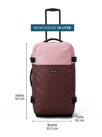 Ela Mo™ Reisetasche mit Rollen 78 Liter | Coated Edition Dark Berry
