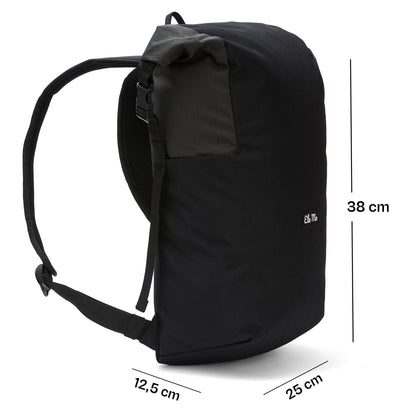 Ela Mo™ Rolltop Lite | Black. Rucksack mit Maßangaben.