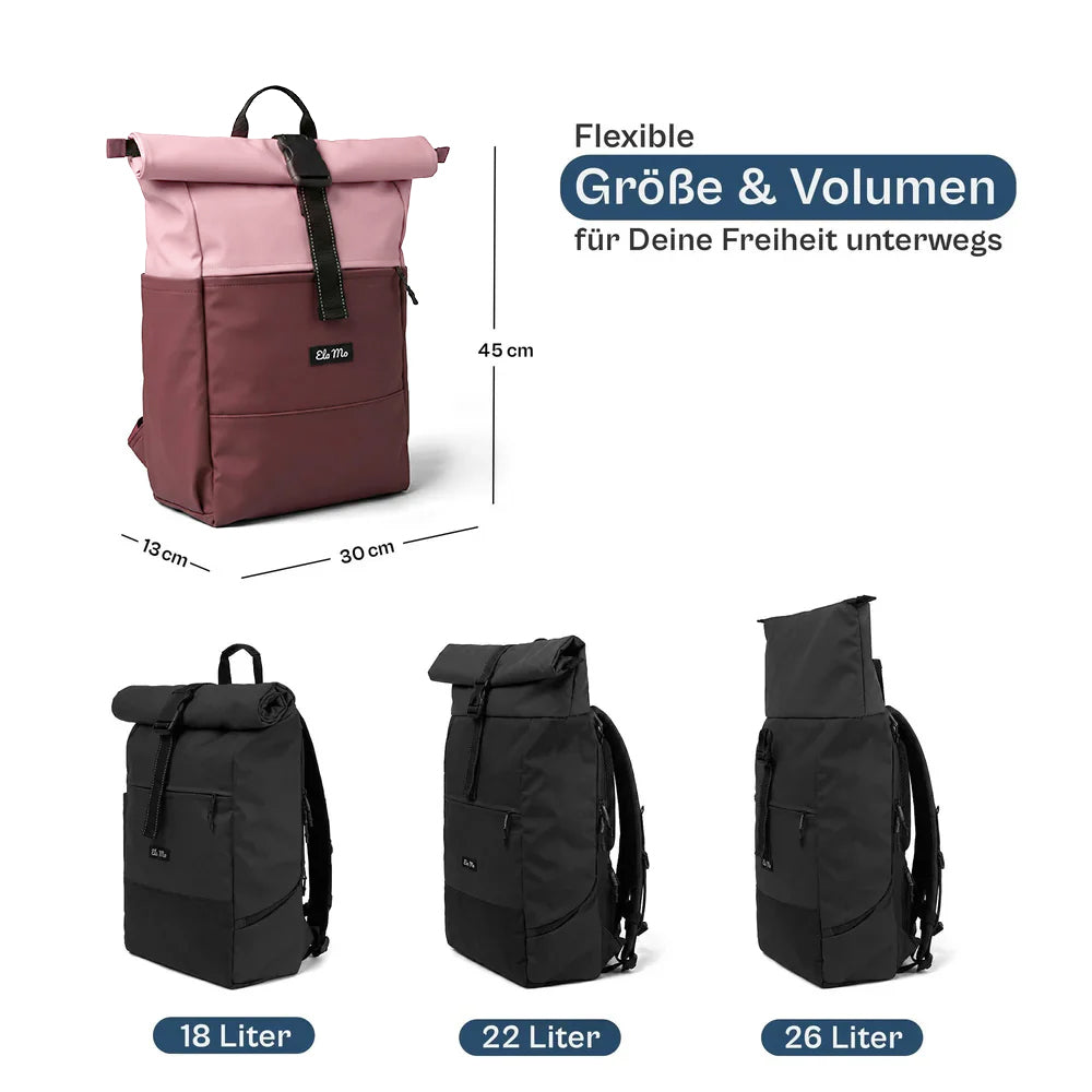 Ela Mo™ Rolltop Rucksack | Coated Edition Dark Berry