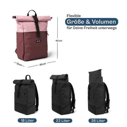 Ela Mo™ Rolltop Rucksack | Coated Edition Dark Berry