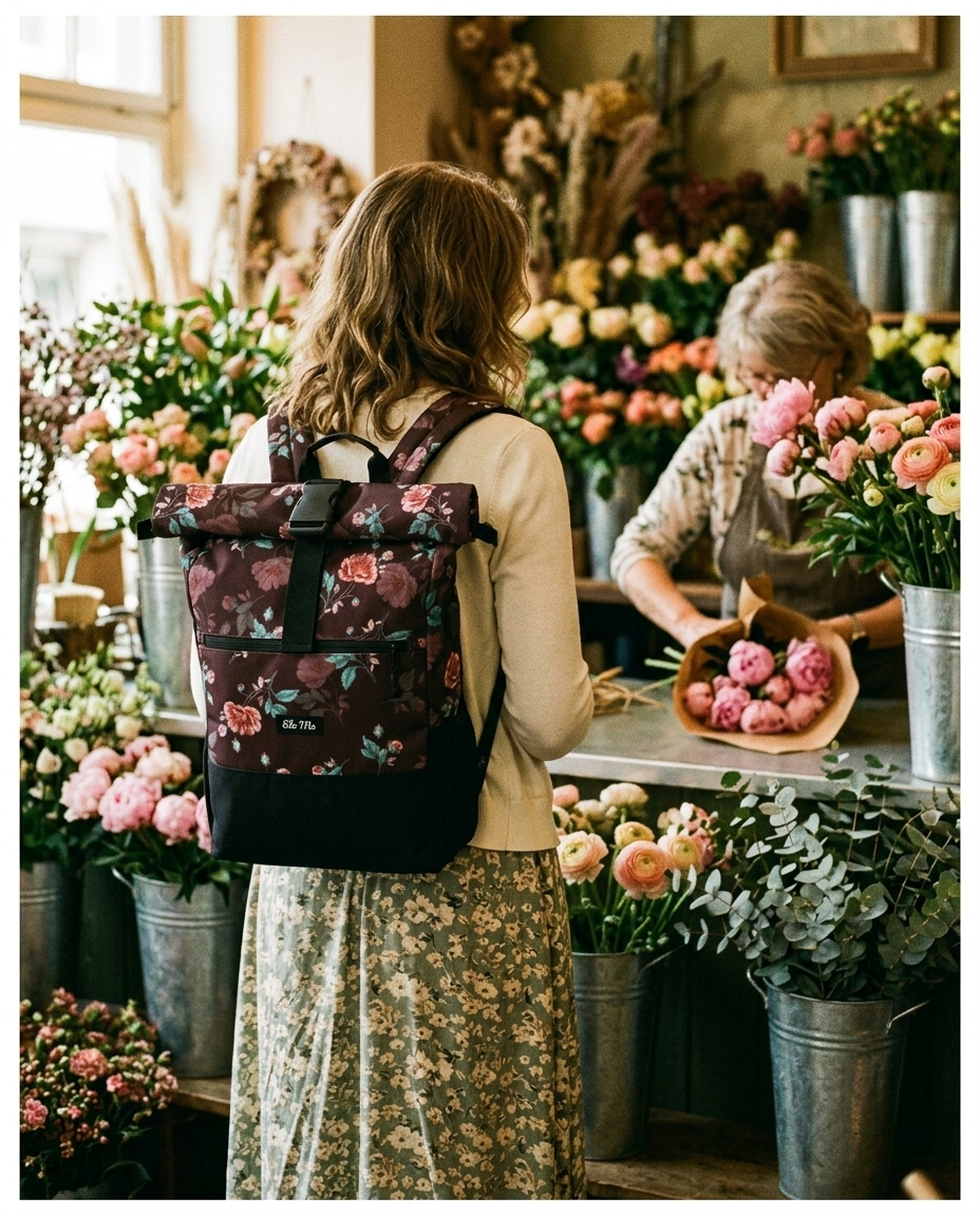 Ela Mo™ Rolltop Rucksack | Roses & Chocolate
