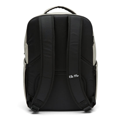 Ela Mo™ Work Rucksack | Dessert. Die Rückseite des Schulrucksacks mit Schulterriemen und bequemem Rückenpolster.